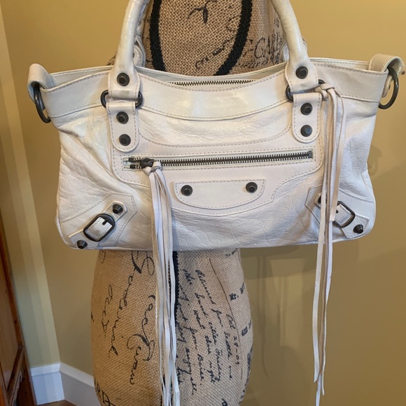 Balenciaga Handbags - Authentic Balenciaga City handbag Ivory Moto bag
